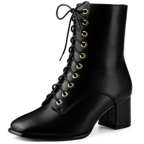 Womens black shop heeled combat boots