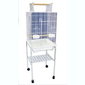 YML 5984 3/4 inches Bar Spacing Open Top Parrot Cage with Stand 18 inches x 18 x 56/Small White - 1 of 2