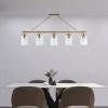 BAOURE 45in Gold 5-light Linear Chandelier with Textured Glass Shades Adjustable Hanging Pendant Light for Dining Room, Kitchen Island - 2 of 4