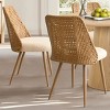 Rattan Dining Chair Set Of 6,Boucle Upholstered Dining Chair, With Oak Metal Legs For Kitchen,Dining Room,Living Room,Farmhouse-Tanpinhause - 3 of 4