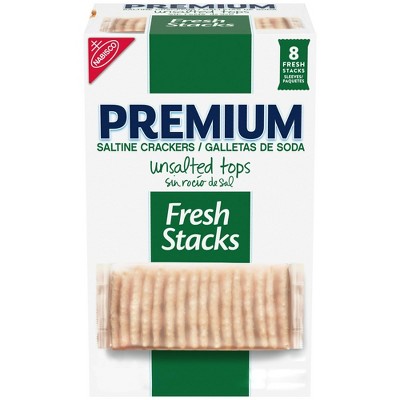 Premium Fresh Stacks Unsalted Tops Saltine Crackers, Travel Snacks, 14.2 oz (8 Multi Snack Packs) (Pack of 2)