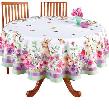 Collections Etc Floral Bunny Tablecloth