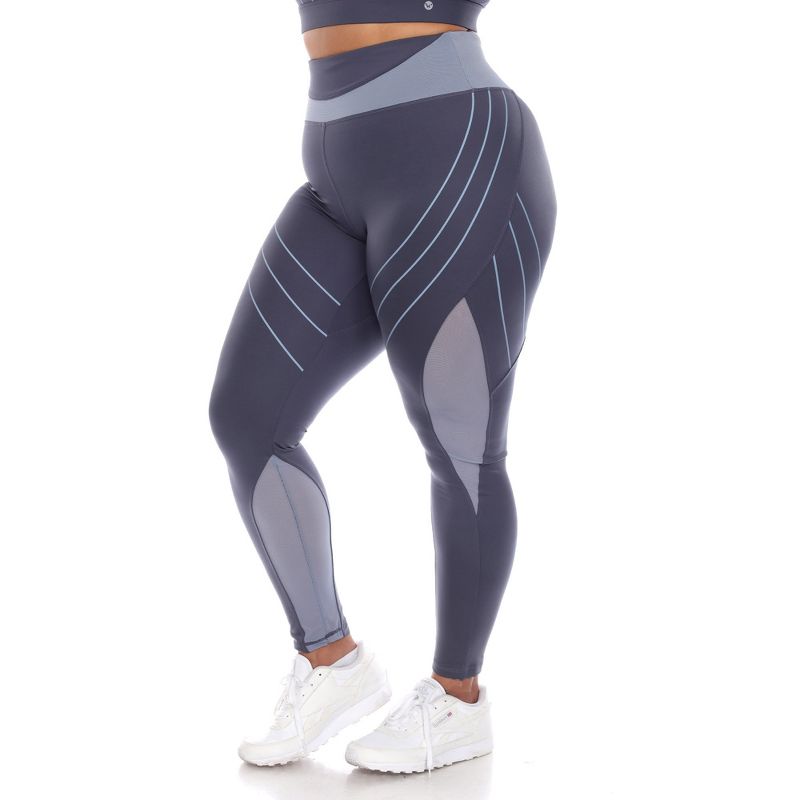 White Mark - Plus Size High-Waist Reflective Piping Fitness Leggings, 2 of 5