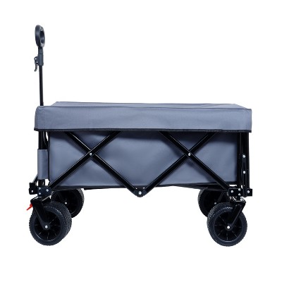 Vynxaria Foldable Wagon with Extended Tailgate, Waterproof Dustproof UV Resistant Wagon Rain Covers, Heavy Duty 400LBS, Large All-Terrain Beach Wheels