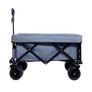 Vynxaria Foldable Wagon with Extended Tailgate, Waterproof Dustproof UV Resistant Wagon Rain Covers, Heavy Duty 400LBS, Large All-Terrain Beach Wheels - 1 of 4