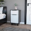 Gulches Nightstand 1 Drawer, 1 Cabinet, Superior Top, 4 Legs, Modern Smokey Oak and White Finish - 3 of 4