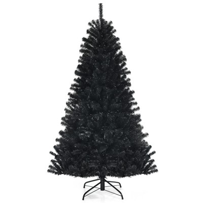 Tangkula 6 Ft Artificial Tree, Black Halloween Tree W/ 250 Purple Led ...