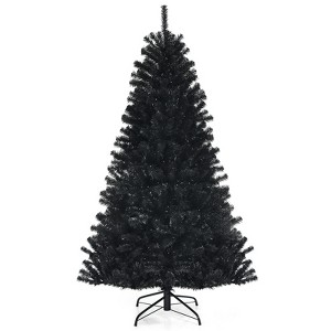 Tangkula Artificial Tree, Black Halloween Tree w/ Purple LED Lights - 1 of 4