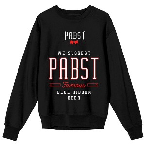 Pabst Blue Ribbon Verbiage Art Crew Neck Long Sleeve Black Adult Sweatshirt - 1 of 3