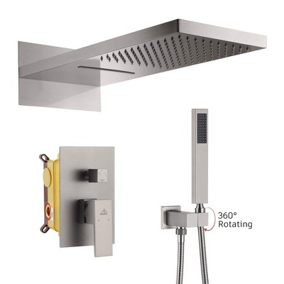 CASAINC 22'' Wall Mounted Rectangular Overhead Dual Function Shower System with Handheld Sprayer