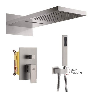 CASAINC 22'' Wall Mounted Rectangular Overhead Dual Function Shower System with Handheld Sprayer - 1 of 4