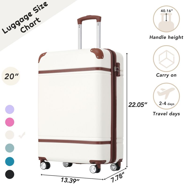 20"/24"/28" Hardshell Luggage, Lightweight Spinner Suitcase with TSA Lock, with/without Cosmetic Case 4M -ModernLuxe, 3 of 10