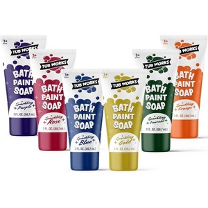 Tub Works Bath Paint Soap Bath Toy, Shimmer Colors 6 Pack - 1 of 4