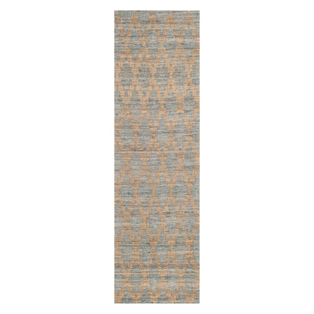  Runner Geometric Design Woven Light Blue/Gold