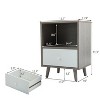 Sevobal Nightstands Set Of 2 Elegant Low Foot Bedside Table With Drawer, Open Compartment, And Pine Wood Legs, Gray, 15.7"*11.9"*21.3" - 3 of 4