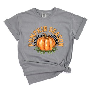 Simply Sage Market Pumpkin Season Checkered Garment Dyed Tee - 1 of 4