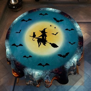 LOVEVOOK Rectangle Halloween Tablecloth, Round Holiday Pumpkin Table Cloths Washable Table Cover for Party Picnic Dinner Decor - 1 of 4