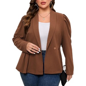 Plus Size Business Casual Blazers for Women Long Sleeve Shawl Lapel Blazer Suit Jackets - 1 of 4