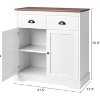 Garvee White Farmhouse Buffet Cabinet with 2 Drawers and 2 Doors ¨C Adjustable Shelves, Stain-Resistant Woodgrain Countertop - 2 of 4