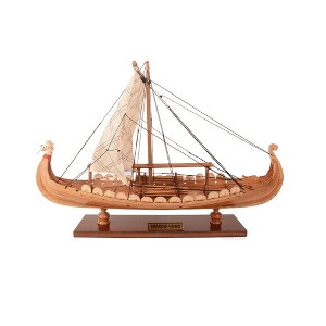 Old Modern Handicrafts Viking Small Ship Model – 15"x9"x12.5", Handcrafted Drakkar Replica with Dragon Head - 1 of 4