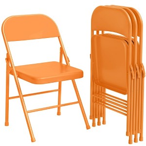 Folding Chairs 4 Pack, Sturdy metal frame supports up to 350 lbs£¬ Portable folding chairs ideal for dining, living, office, and outdoor events. - 1 of 4