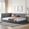 PAGED Full Size Daybed Wooden Bed Frame Velvet Fabric Sofa Bed with Upholstered Backrest for Living Room - 2 of 4