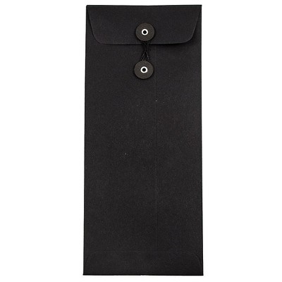 JAM Paper #10 Business Envelopes w/Button & String Closure 4.125x9.5 Bk Linen 1261601I