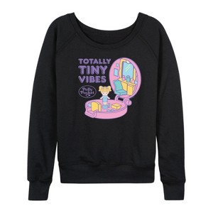 Women's - Polly Pocket - Totally Tiny Vibes Lightweight French Terry Wide Neck Long Sleeve Shirt - 1 of 4
