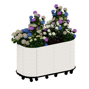 Raised Garden Bed, Self-Watering Wheel Mobile Metal Planter Box Galvanized Steel Outdoor Rolling Garden Bed for Vegetables Flowers Herbs - 1 of 4
