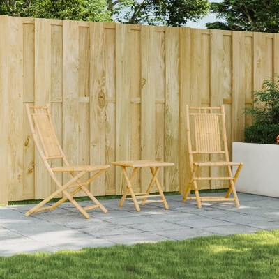 vidaXL Folding Patio Chairs 2 pcs 18.1"x26"x39" Bamboo