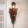 Northlight 30" Unlit Red Poinsettia and Gold Pine Cone Artificial Christmas Teardrop Swag - 2 of 4