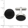 Chisel Stainless Steel Polished with Black Enameled Center Cuff Links - 2 of 4