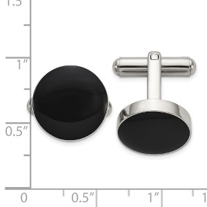 Chisel Stainless Steel Polished with Black Enameled Center Cuff Links - 1 of 2