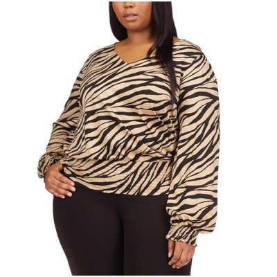 Michael Kors Womens Tiger Print Knit Blouse