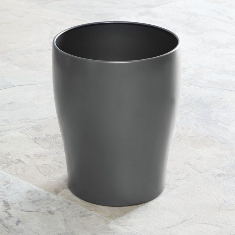 mDesign Steel 1.67 Gallon Metal Trash Can Small Round Wastebasket Bin, 3 of 4