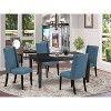 HomeStock 5-Pc Black Finish Solid Wood Top - Dining Room Set with High Back - Seats 4 - 2 of 4