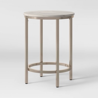 Greenwich Round Marble Top End Table with Nickel Base Natural - Threshold™