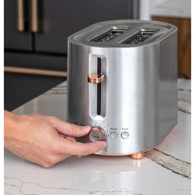 Stainless Steel 2-Slice Toaster with Copper Accents and Wide Slots