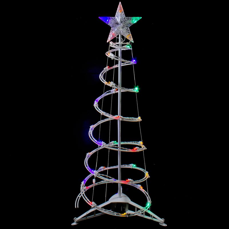 Northlight 3ft LED Lighted Spiral Cone Tree Outdoor Christmas Decoration, Multi Lights, 3 of 5