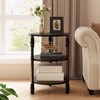 End Table 3-Tier Round Side Table, Living Room Accent Table with Storage Shelf, Metal Industrial Wood Bed Side Table, Night Stand for Bedroom, Sofa - 2 of 4