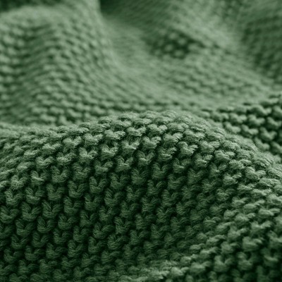 Green Knitted Acrylic Machine Washable Throw Blanket