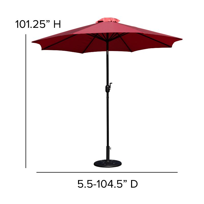 Flash Furniture Kona9 FT Round Umbrella with Crank and Tilt Function and Standing Umbrella Base, 5 of 12