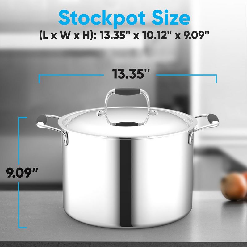 NutriChef 8-Quart Stainless-Steel Stain-Resistant Stock Pot Kitchen Cookware W/ Satin Interior, 4 of 7