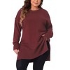 Agnes Orinda Women's Plus Size Crew Neck Long Sleeve Slit Hem Knit Pullover Sweaters - 2 of 4
