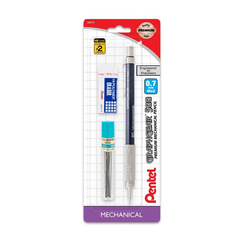 Auto Drafting Pencil 0.7mm with Lead + Eraser Blue Barrel - Pentel, 1 of 8