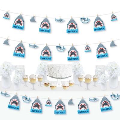 Big Dot of Happiness Shark Zone - Jawsome Shark Party or Birthday Party DIY Decorations - Clothespin Garland Banner - 44 Pieces