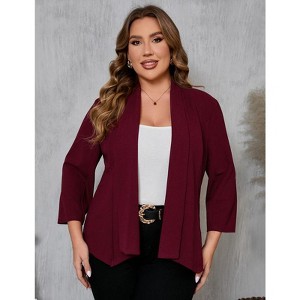 WhizMax Womens Plus Size Casual Blazer Office Open Front 3/4 Sleeve Cardigans Jacket Work Suit - 1 of 4