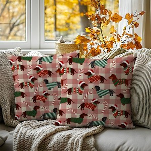 Lomsoe 1pc Christmas Red Plaid Dog Print Pillow Cover Home Comfort Decorative Pillowcase Sofa Cushion Cover - 1 of 4