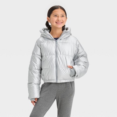 Girls metallic hotsell puffer jacket