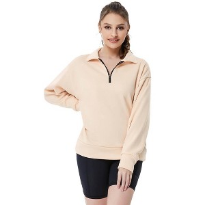 Clearlove Women Half Zip Sweatshirt Oversized Long Sleeve Solid 1/4 Zipper Pullover Top - 1 of 4